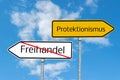 Free trade protectionism shield symbolic in german