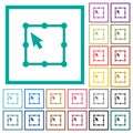 Free transform object flat color icons with quadrant frames