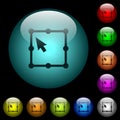 Free transform object icons in color illuminated glass buttons