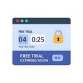 Free trial countdown timer expiring soon with lock icon and interface design Royalty Free Stock Photo