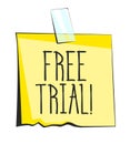 Free trial paper sticky note. Retro reminder sticker