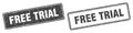 Free trial stamp set. free trial square grunge sign Royalty Free Stock Photo