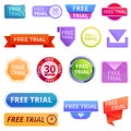 Free trial version icons set, cartoon style Royalty Free Stock Photo