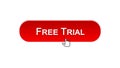 Free trial web interface button clicked with mouse cursor, red color, software Royalty Free Stock Photo