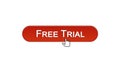 Free trial web interface button clicked with mouse cursor, wine red, software Royalty Free Stock Photo