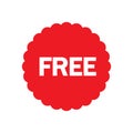 Free vector icon. Red badge sticker illustration sign. Promotion and advertising. Royalty Free Stock Photo