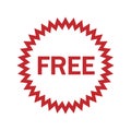 Free vector icon. Red badge sticker illustration sign. Promotion and advertising. Royalty Free Stock Photo