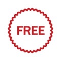 Free vector icon. Red badge sticker illustration sign. Promotion and advertising. Royalty Free Stock Photo