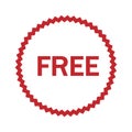 Free vector icon. Red badge sticker illustration sign. Promotion and advertising. Royalty Free Stock Photo