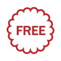 Free vector icon. Red badge sticker illustration sign. Promotion and advertising. Royalty Free Stock Photo