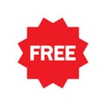 Free vector icon. Red badge sticker illustration sign. Promotion and advertising. Royalty Free Stock Photo