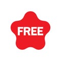 Free vector icon. Red badge sticker illustration sign. Promotion and advertising. Royalty Free Stock Photo