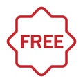 Free vector icon. Red badge sticker illustration sign. Promotion and advertising. Royalty Free Stock Photo