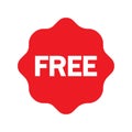 Free vector icon. Red badge sticker illustration sign. Promotion and advertising. Royalty Free Stock Photo