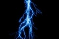 Free Vector Lightning Thunder Bolts: Realistic Blue and Yellow Lightning Strikes on Black Background