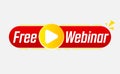 Free Webinar Icon, flat design style with red play button Royalty Free Stock Photo