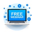 Free webinar, laptop icon. Can be used for business concept. Vector stock illustration Royalty Free Stock Photo