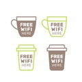 Free Wi-Fi Internet Connection Service, Public Hotspot, Cafe Area, Graphic Sticker Information