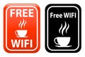 Free WiFi and coffe area information sign Royalty Free Stock Photo