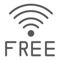 Free wifi glyph icon, signal and connection, wireless internet sign, vector graphics, a solid pattern on a white