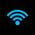 Free WiFi icon isolated on black background. Wireless internet connection concept. Network logo.