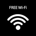 Free WiFi icon isolated on black background. Wireless internet connection concept. Network logo. Royalty Free Stock Photo