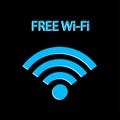 Free WiFi icon isolated on black background. Wireless internet connection concept. Network logo. Royalty Free Stock Photo