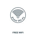 Free Wifi icon. Outline thin line style from airport icons collection. Pixel perfect Free Wifi icon for web design, apps