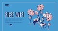 Free wifi isometric landing page wireless internet