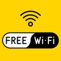 Free WiFi logo icon on yellow background