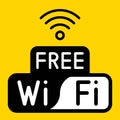 Free WiFi logo icon on yellow background