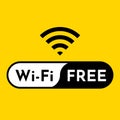 Free WiFi logo icon on yellow background