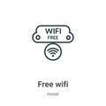 Free wifi outline vector icon. Thin line black free wifi icon, flat vector simple element illustration from editable hotel concept