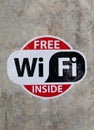 Free wifi sign on the wall Royalty Free Stock Photo