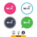 Free wifi sign. Wifi symbol. Wireless Network. Royalty Free Stock Photo