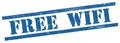 FREE WIFI text on blue grungy rectangle stamp