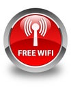 Free wifi (wlan network) glossy red round button Royalty Free Stock Photo