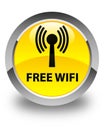 Free wifi (wlan network) glossy yellow round button