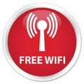 Free wifi (wlan network) premium red round button