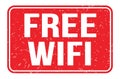 FREE WIFI, words on red rectangle stamp sign Royalty Free Stock Photo