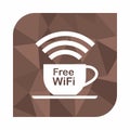 Free wifi zone, icon concept for cafe or coffee shop on on polygon style background, Abstract geometric background