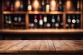 Wooden table on a wine storage cellar in a restaurant or house. Sommelier concept. Royalty Free Stock Photo