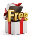 Free word inside half open gift package