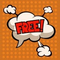 Free wording in comic speech, cloud on orange background