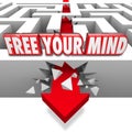 Free Your Mind Words Arrow Breaking Through Maze Creative Imagination