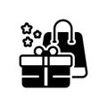 Black solid icon for Freebie, gift and package Royalty Free Stock Photo