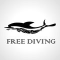 Free diver and dolphin. Freediving logo vector illustration Royalty Free Stock Photo