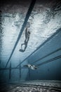 Freediver Dynamic with Monofin Performance from Underwater