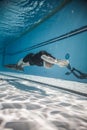 Freediver Dynamic with Monofin Performance from Underwater