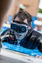 Freediver Finishing a Static Apnea Performance after few minutes